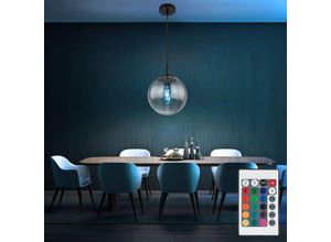 9007371503506 - Hängeleuchte dimmbar mit Fernbedienung Pendelleuchte Esstisch Rauchglas Hängelampe Glas Retro rgb Farbwechsel Sternen-Effekt 85W 806lm warmweiß