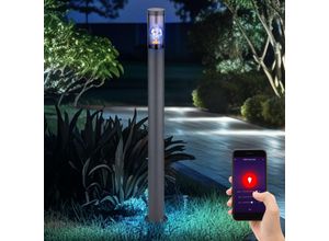 9007371503780 - - Smart led Wegeleuchte Pollerleuchte außen Gartenlampen anthrazit Außenstehlampe dimmbar rgb Farbwechsel App- und Sprachsteuerung Edelstahl