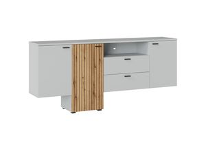 4066075145448 - Lomadox - Sideboard 205cm grau mit Eiche Rillenoptik ASHBURTON-129 - grau