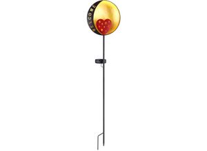 9007371492312 - - Solardeko Gartenstecker led Solarlampe Gartenleuchte Erdspieß Gartenlampe Welcome Metall schwarz gold rot warmweiß DxH 17x 785 cm