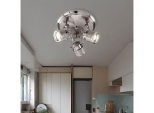 4059157385894 - Etc-shop - Deckenstrahler 3 Flammig Retro Lampe Wohnzimmer Decke 3er Spot Deckenleuchte rund schwenkbar Metall nickel matt 3x GU10 Fassungen DxH 4059157385894 - Etc-shop - Deckenstrahler 3 Flammig Retro Lampe Wohnzimmer Decke 3er Spot Deckenleuchte rund schwenkbar Metall nickel matt 3x GU10 Fassungen DxH