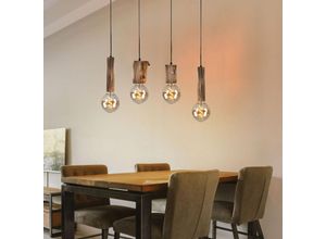 4069033001657 - Nowa - Pendelleuchte Holz Hängeleuchte Vintage Deckenlampe Küchen Metall schwarz Eukalyptus 4 flammig h 150 cm Esszimmer Wohnzimmer 4069033001657 - Nowa - Pendelleuchte Holz Hängeleuchte Vintage Deckenlampe Küchen Metall schwarz Eukalyptus 4 flammig h 150 cm Esszimmer Wohnzimmer
