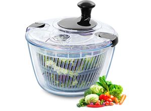 0197988957737 - Vevor - Salatschleuder Salattrockner aus Glas 45 l Gemüsetrockner Waschmaschine Salatreiniger & Trockner mit Schüsseldeckel aus Borosilikatglas