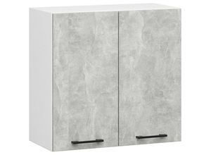 5907512215906 - Akord - Hängeschrank Küchenschrank oliwia modular W60 Weiß 60 cm 2 Türen 2 Ebenen Front Beton B60 x H58 x T30 cm