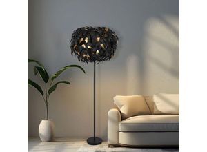 4017807638615 - - Stehleuchte Stehlampe Wohnzimme euchte Schlafzimme ampe Beistellleuchte im Blätterdesign Fußschalter Metall schwarz gold 3x E14 Fassung h