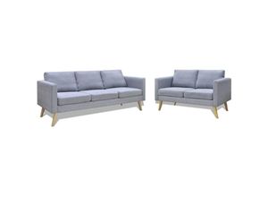 8718475955115 - Bonnevie - Sofa Set 2-Sitzer und 3-Sitzer Stoff Hellgrau vidaXL621326