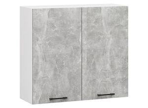 5907512215715 - Akord - Hängeschrank Küchenschrank oliwia w 80 cm H720 Weiß Steingrau 2 Türen 2 Regalböden 80x72x30 cm