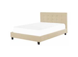 4255664808776 - Beliani - Wasserbett beige Doppelbett 180 x 200 cm mit gepolsterten Rahmen und Knopfverzierung