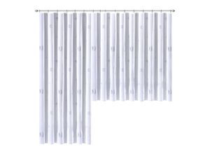 4005385479874 - Gardine WECKBRODT Lasa Gardinen Gr 175 cm Smokband 650 cm blau (blau naturfarben) Smokband Store halbtransparent Voile bedruckt Bleibandabschluss nach Maß