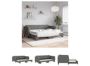 8721194013608 - The Living Store - Tagesbett Ausziehbar Dunkelgrau 80x200 cm Stoff - Betten & Bettgestelle - Grau