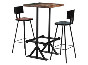 8718475580102 - Bonnevie - 3-tlg Bar-SetBartisch-Set Altholz Massiv Mehrfarbig vidaXL