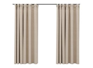 8720286020388 - Bonnevie - 2er-Set VerdunkelungsvorhängeVerdunkelung Gardinen Haken Leinenoptik Beige 140x175 cm vidaXL