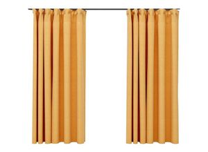 8720286020227 - Bonnevie - 2er-Set VerdunkelungsvorhängeVerdunkelung Gardinen Haken Leinenoptik Gelb 140x175 cm vidaXL