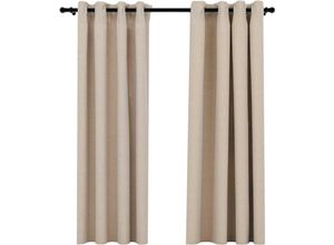 8720286020340 - Bonnevie - 2er-Set VerdunkelungsvorhängeVerdunkelung Gardinen Ösen Leinenoptik Beige 140x175 cm vidaXL