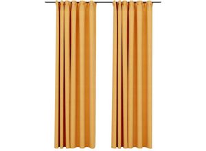 8720286020241 - Bonnevie - 2er-Set VerdunkelungsvorhängeVerdunkelung Gardinen Haken Leinenoptik Gelb 140x245cm vidaXL