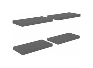 8720286074206 - Bonnevie - Schwebende Wandregale 4 Stk Wandboard Hochglanz-Grau 50x23x38cm mdf vidaXL