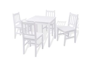8718475977704 - Bonnevie - Fünfteiliges Esstisch-SetEsszimmertisch Pinienholz Weiß vidaXL
