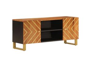 8720845422011 - Bonnevie - TV-SchrankTV-Möbel Braun und Schwarz 105x335x46 cm Massivholz Mango vidaXL