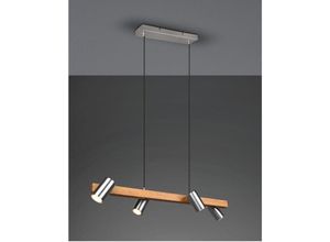 4017807523676 - Linearer Kronleuchter aus Holz und Nickel 4 verstellbare zylindrische Spots Marley Trio Lighting