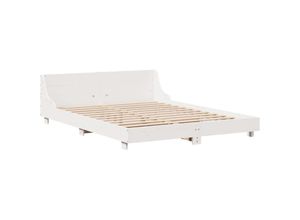 8721102852190 - Massivholzbett ohne Matratze Weiß 135x190 cm Kiefernholz Vidaxl Weiß