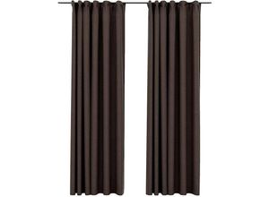 8720286020326 - Bonnevie - 2er-Set VerdunkelungsvorhängeVerdunkelung Gardinen Haken Leinenoptik Taupe 140x245 cm vidaXL