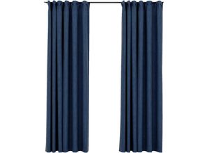 8720286020081 - Bonnevie - 2er-Set VerdunkelungsvorhängeVerdunkelung Gardinen Haken Leinenoptik Blau 140x245cm vidaXL