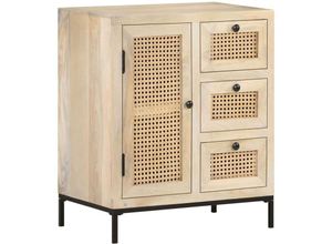 8720286066614 - Vidaxl - Sideboard 60x35x70 cm Mango Massivholz und Rohrgeflecht