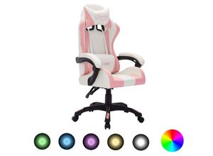 8720286224694 - Bonnevie - Gaming-Stuhl mit rgb LED-Leuchten Rosa und Schwarz Kunstleder vidaXL627645