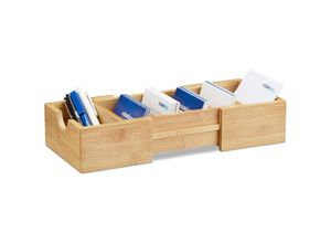 4052025203344 - Karteikasten DIN-A8 Bambus Visitenkarten Organizer zum Ausziehen h x b x t ca 55 x 13 x 30 cm natur - Relaxdays