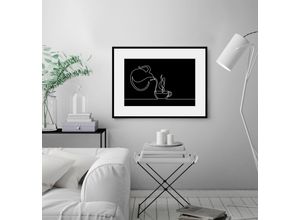 4049009841302 - Bild QUEENCE TEA TIME Bilder Gr B H 50 cm x 40 cm Wandbild Querformat 1 St schwarz Bild Kunstdruck Bilder mit Rahmen