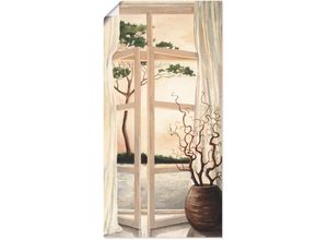 4062144556962 - Wandbild ARTLAND Fensterbild Toskanischer Sonnenuntergang Bilder Gr B H 75 cm x 150 cm Poster Fensterblick Hochformat 1 St beige (naturfarben) Kunstdrucke als Alubild Leinwandbild Wandaufkleber oder Poster in versch Größen