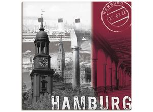 4055327138543 - Wandbild ARTLAND Hamburg_ bordeauxrot Bilder Gr B H 70 cm x 70 cm Leinwandbild Deutschland 1 St rot Bild Poster Bilder als Alubild Leinwandbild Wandaufkleber oder in versch Größen