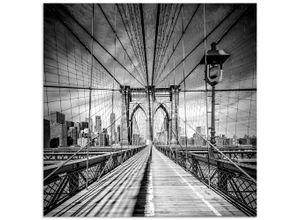 4062144121559 - Glasbild ARTLAND New York City Brooklyn Bridge Bilder Gr B H 50 cm x 50 cm Glasbild Amerika quadratisch 1 St schwarz Bild Glasbild Glasbilder Bilder in verschiedenen Größen