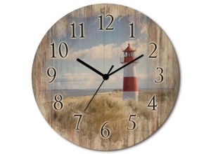 4062144961636 - Wanduhr ARTLAND Leuchtturm Sylt Wanduhren Gr B H T 30cm x 30cm x 06cm Funkuhr blau wahlweise mit Quarz- oder Funkuhrwerk lautlos ohne Tickgeräusche