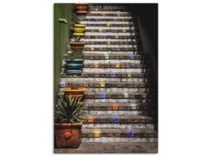 4062144363898 - Wandbild ARTLAND Die Treppe Bilder Gr B H 50 cm x 70 cm Leinwandbild Gebäude Hochformat 1 St bunt Bild Metallbild Metallbilder Bilder als Alubild Leinwandbild Wandaufkleber oder Poster in versch Größen