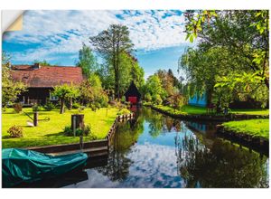 4062144045770 - Wandbild ARTLAND Gebäude im Spreewald in Lehde I Bilder Gr B H 120 cm x 80 cm Wandaufkleber - Vinyl Gebäude 1 St grün Kunstdrucke Bilder als Alubild Leinwandbild Wandaufkleber oder Poster in versch Größen