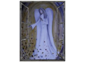 4058661149510 - Glasbild ARTLAND Fensterblick - Engel Bilder Gr B H 45 cm x 60 cm Glasbild Religion Hochformat 1 St blau Bild Glasbild Glasbilder Bilder in verschiedenen Größen