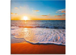 4058661084545 - Glasbild ARTLAND Sonnenuntergang und das Meer Bilder Gr B H 50 cm x 50 cm Strand 1 St blau Glasbilder Bilder