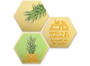 4063129122165 - Mehrteilige Bilder WALL-ART Gold Effekt Ananas Collage Gr B H T 25 cm x 03 cm x 22 cm 3 St bunt (mehrfarbig) Bild Mehrteilige Bilder