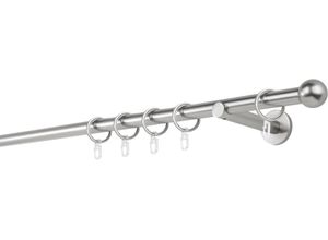 4066866114431 - Gardinenstange MYDECO 20mm Ball Wandträger 12 cm Gardinenstangen Gr L 270 cm 1 läufig silberfarben (edelstahlfarben) Gardinenstangen Wandmontage
