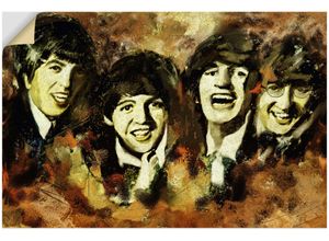 4062144822739 - Wandbild ARTLAND Beatles Bilder Gr B H 120 cm x 80 cm Wandaufkleber - Vinyl Bilder von berühmten Musikern Querformat 1 St braun Kunstdrucke als Alubild Leinwandbild Wandaufkleber oder Poster in versch Größen