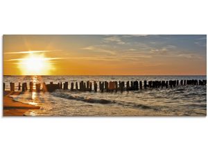 4058661624994 - Glasbild ARTLAND Schöner Sonnenuntergang am Strand Bilder Gr B H 125 cm x 50 cm Glasbild Strand 1 St orange Glasbilder in verschiedenen Größen