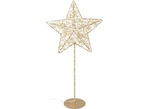 4064118116837 - Dekostern CREATIV LIGHT Weihnachtsstern Weihnachtsdeko mit LED-Beleuchtung gold (goldfarben) H61cm Ø30cm Metall Dekosterne batteriebetrieben 30 LEDs Höhe 61 cm Ø 30 cm mit Timerfunktion