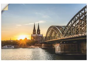 4059745555029 - Wandbild ARTLAND Kölner Dom Bilder Gr B H 120 cm x 80 cm Wandaufkleber - Vinyl Deutschland Querformat 1 St orange Bild Poster Bilder als Alubild Leinwandbild Wandaufkleber oder in versch Größen