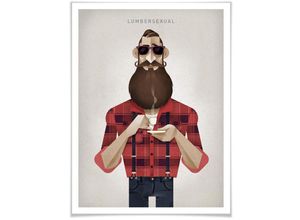 4063129155453 - Poster WALL-ART Lumbersexual Bilder Gr B H T 100 cm x 120 cm x 01 cm Schriftzug 1 St bunt Poster Poster Wandbild Bild Wandposter