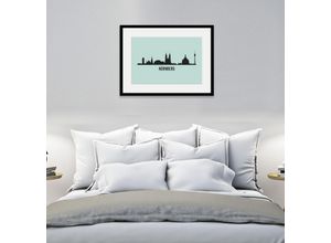 4049009837756 - Bild QUEENCE Nürnberg Skyline Bilder Gr B H 50 cm x 40 cm Wandbild Städte Querformat 1 St blau Bild Kunstdruck Bilder mit Rahmen