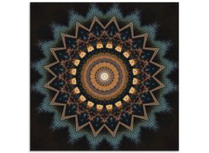 4058661080097 - Glasbild ARTLAND Mandala kosmisches Bewusstsein Bilder Gr B H 40 cm x 40 cm Glasbild Muster quadratisch 1 St beige (naturfarben) Bild Glasbild Glasbilder Bilder in verschiedenen Größen