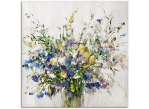 4062144699812 - Wandbild ARTLAND Wildblumenstrauß Bilder Gr B H 70 cm x 70 cm Leinwandbild Blumenbilder quadratisch 1 St grau Kunstdrucke als Alubild Leinwandbild Wandaufkleber oder Poster in versch Größen