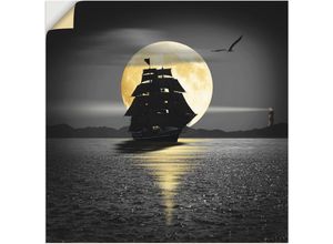 4062144318577 - Wandbild ARTLAND Ein Schiff mit schwarzen Segeln Bilder Gr B H 100 cm x 100 cm Wandaufkleber - Vinyl Boote & Schiffe 1 St schwarz Bild Kunstdruck Leinwandbild Kunstdrucke Bilder als Leinwandbild Wandaufkleber oder Poster in versch Größen