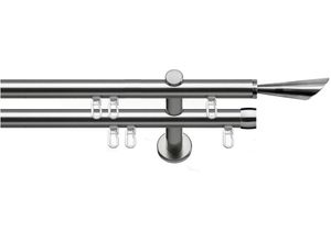 4004339382499 - Gardinenstange INDEKO Siena Gardinenstangen Gr L 140 cm Ø 20 mm 2 läufig silberfarben (edelstahlfarben) Gardinenstangen Wandmontage Innenlauf Komplett-Set inkl Gleitern und Montagematerial